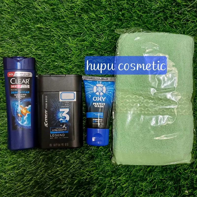[BỘ DU LỊCH] BỘ 4 MÓN DẦU GỘI + SỮA TẮM + SỮA RỬA MẶT VÀ KHĂN (Clear, Xmen, Oxy..) 2
