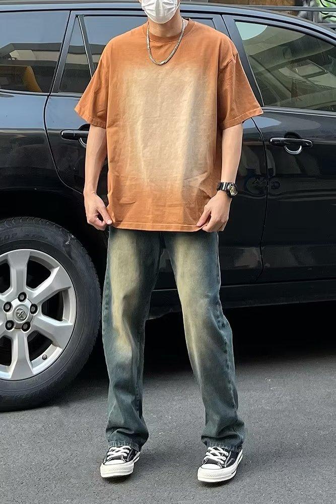 Product Introduction of Live Unbridled Menswear Vintage Jeans Men's Autumn Streetwear Style Loose Straight-Leg Pants Washed Wide-Leg Denim Trousers Lingerie Beige Plain Pocket 13