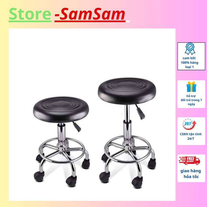 Ghế Nấm Xoay Chuyên Dụng Sam Sam - Có Bánh Xe, Điều Chỉnh Cao Thấp, Nâng Hạ 45-60cm - Cho Spa, Nail, Salon Tại Nhà ghế  lười tattoo  chair ghế gội đầu người lớn ghế  salon ghế  tròn nệm kursi decor