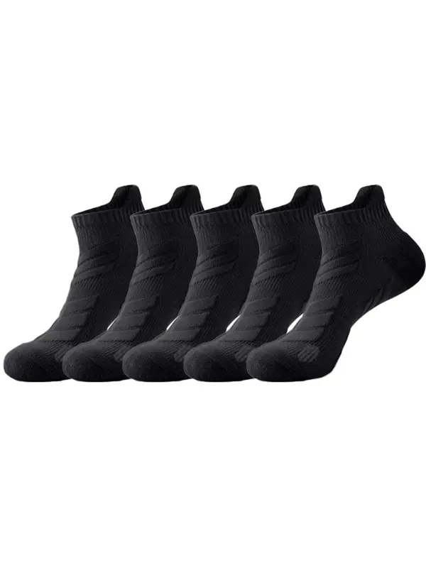 Men's Solid Color Thickened Low Cut Socks, Casual Comfy Breathable Anti-Slip Socks for Daily Wear, Men's Socks for All Seasons 4