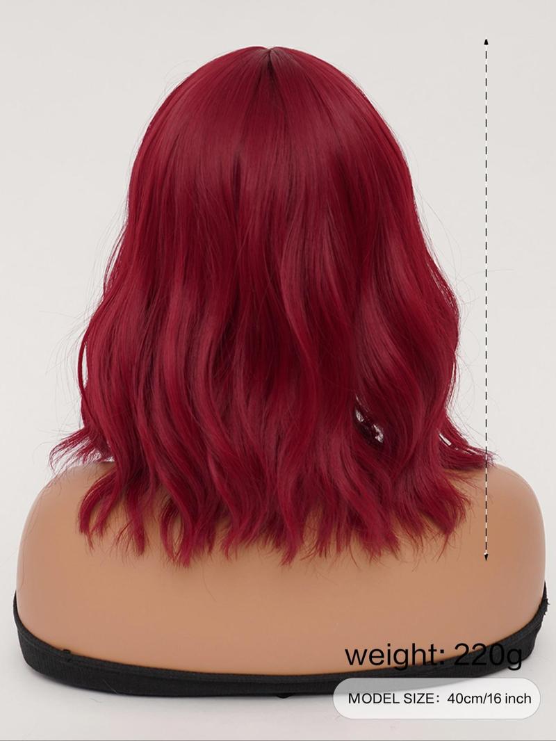 Product Introduction of 16 Inch Short Wavy Wigs for Women, Gorgeous Fluffy Wigs with Bangs, Synthetic Full Machine Wigs for Party, Daily Use 1