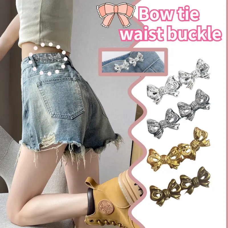 Double Bow Waist Buckle, Removable, Nail-free, Seam-free Waist Button, Waist Size Change Tool