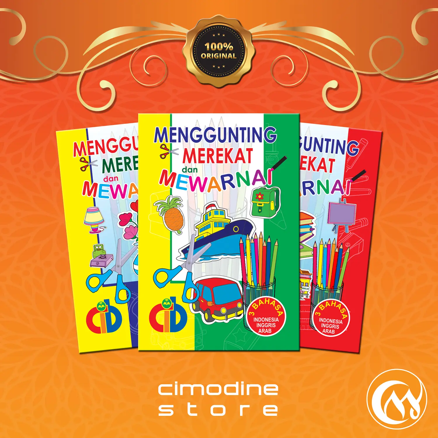 Menggunting Merekat dan Mewarnai M3 Kecil | Buku Belajar Menempel Mewarnai | 20 Hal 17x24.5 Cm | Cahaya Ilmu Bandung