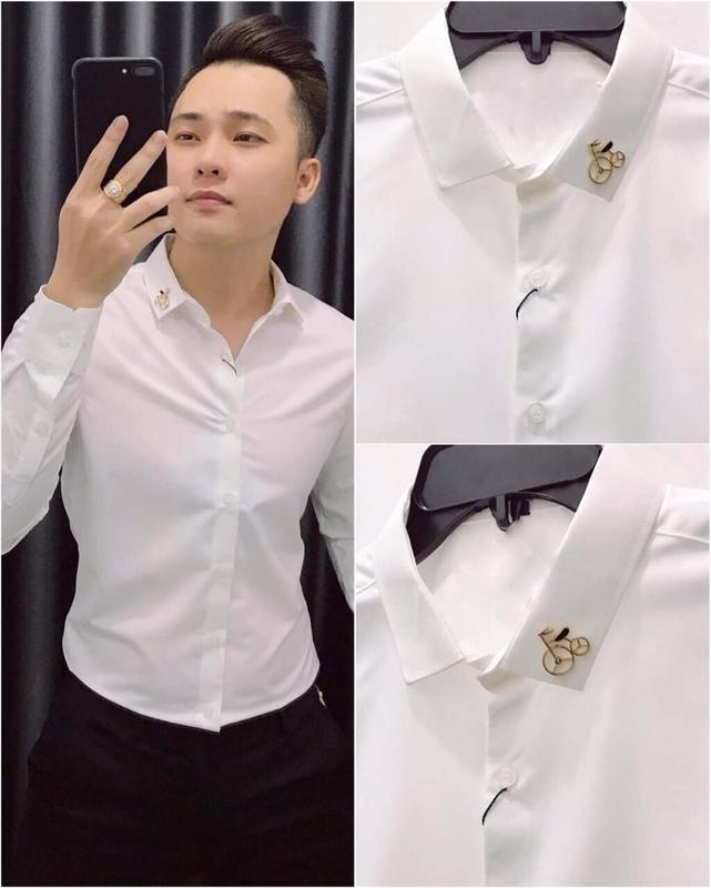 Áo sơ mi nam dài tay vải lụa Đính Xe Đạp