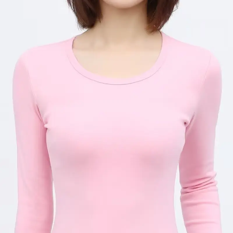 Áo Lớp Nền Dài Tay Ôm Sát, Cổ Tròn, Dành Cho Phụ Nữ, Mặc Cho Mẹ, Mùa Thu Và Mùa Đông, Ngoại Cỡ, Phối Bên Trong, Đồ Lót Giữ Nhiệt, Áo Phông Co Giãn, 2022, 2024 Women Top 3
