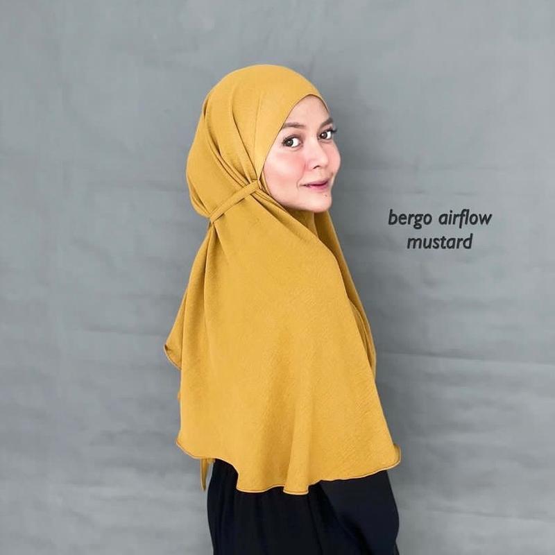 Bergo Crinkle Size L Airflow - Hijab Simple dan Cantik - Jilbab Instan Muslim Standar Nyaman Panjang Wanita 3