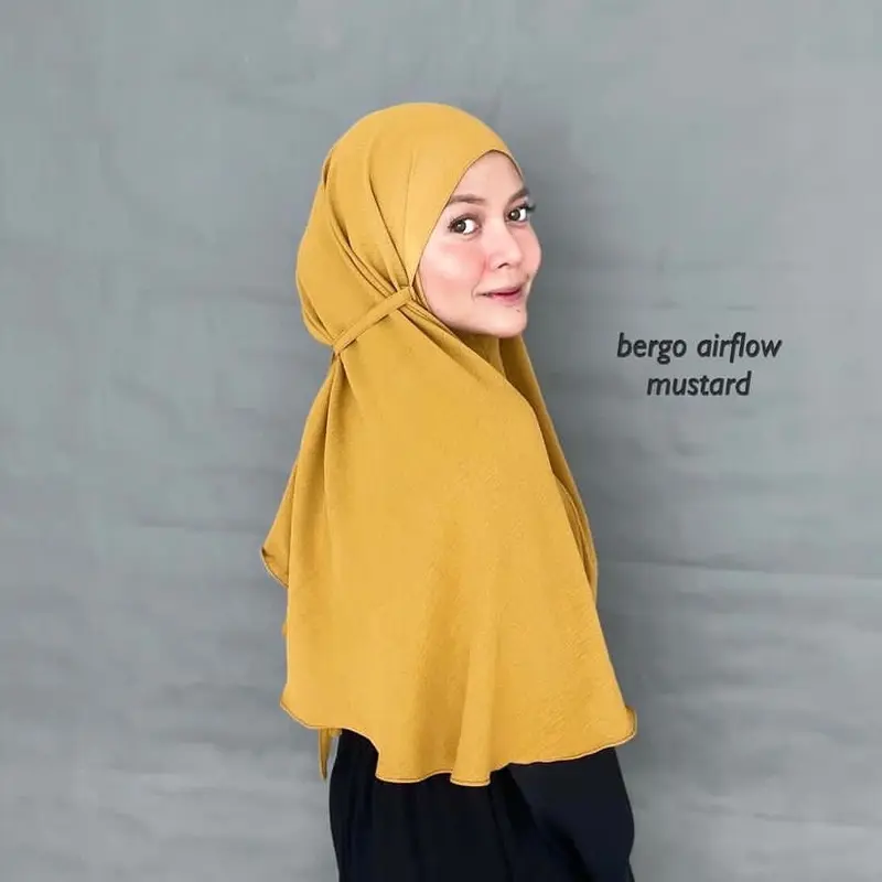 Bergo Crinkle Size L Airflow - Hijab Simple dan Cantik - Jilbab Instan Muslim Standar Nyaman Panjang Wanita 2
