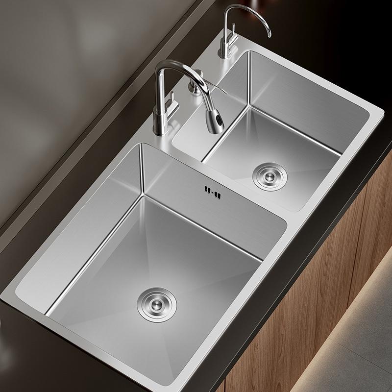 [SG Seller]Kitchen Nano Sink Single/Double Sink 304 Stainless Steel Household Sink With Kitchen Faucet Drain Accessories 0