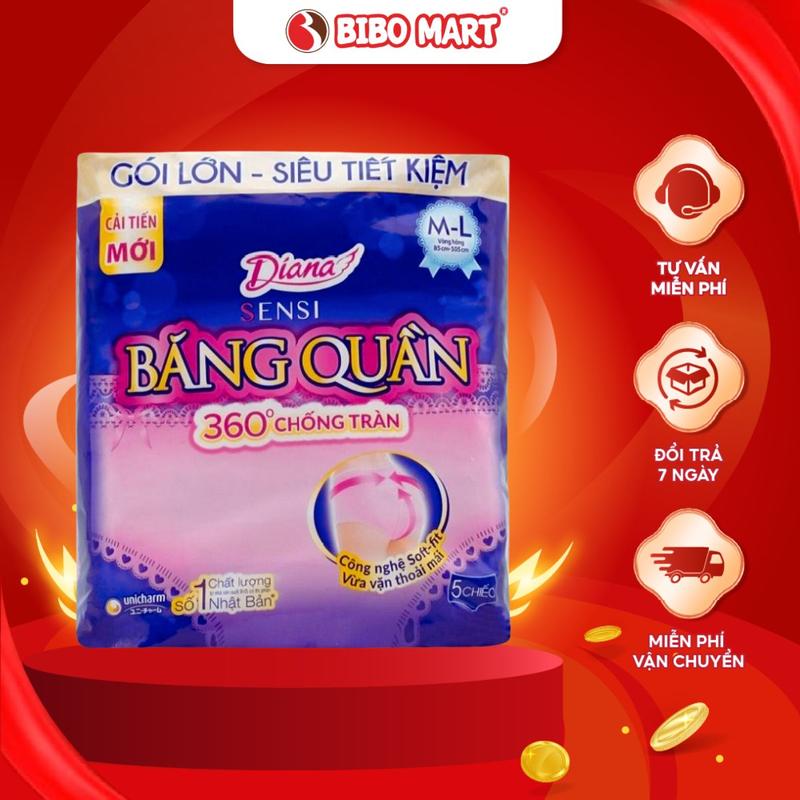 Băng Vệ Sinh Ban Đêm Diana Sensi Dạng Quần Cho Nữ Size M - L (Gói 5 Chiếc) Tampon