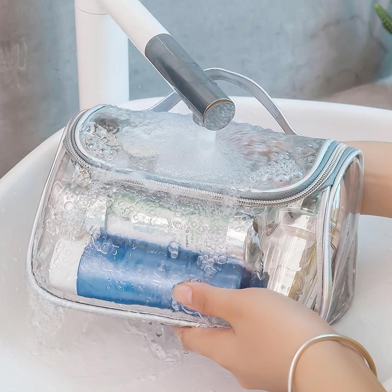 Tas Kosmetik Anti Air/Tas Kosmetik Washbag / Tas Alat MakeUp / Cosmetic Bag Organizer / Tas Make Up Wanita/Tas Kosmetik Travel Transparan /Cosmetic Cube Transparent Clear PVC Toiletries Wash Bag /Pouch Kosmetik 7
