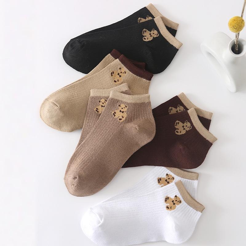 BISA COD K5674 Kaos Kaki Wanita / Kaos Kaki Pendek Semata Kaki / Kaos Kaki Motif Beruang / Ankle Socks Korean Model Simple Cute Panjang 3