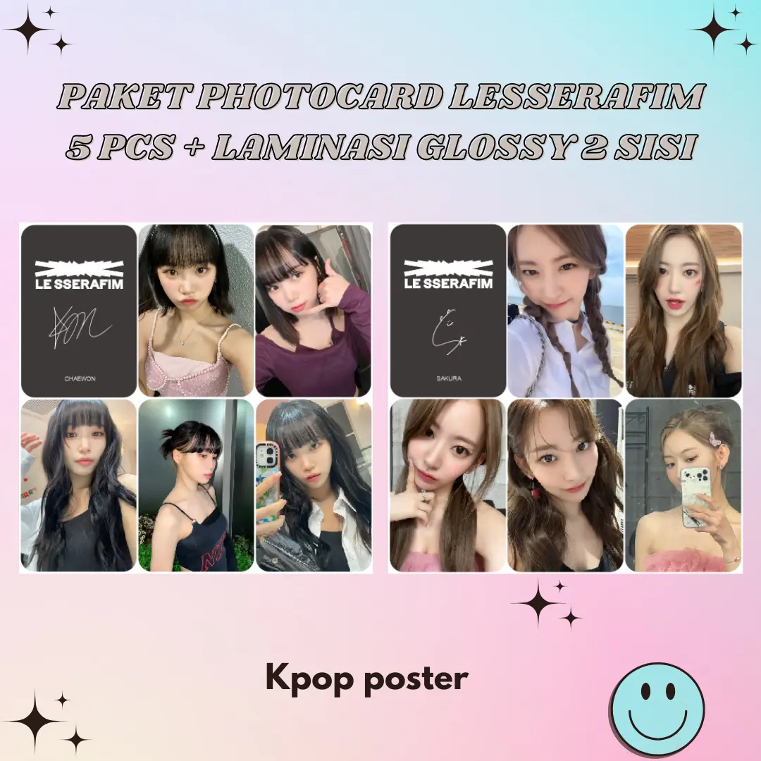 PHOTOCARD LE_SSERAFIM SELCA KPOP UNOFFICIAL (ISI 5 PCS + LAMINASI 2 SISI)