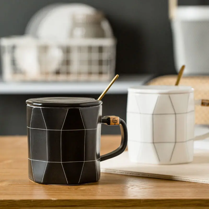 Minimalist Couple Mugs Creative Large Capacity Ceramic Water Cup Office Mug Personalized Coffee Cup with Lid and Spoon tumbler tumbler tumbler liv  morgan  mug  photo