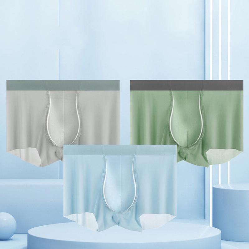 Quần lót nam đúc su lụa sữa thun lạnh,quần sịp nam boxer không đường may không gấu quần mềm mịn mỏng mát lạnh pm22a Quần Boxer Menswear Xám