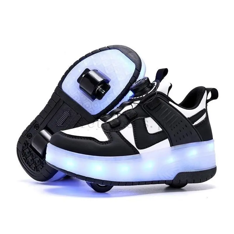 2024 New Roller Shoes for Boys and Girls Kids Skateboard Shoes Double-wheeled Children's LED Light le Roller Shoes Boys Sneaker 3W03