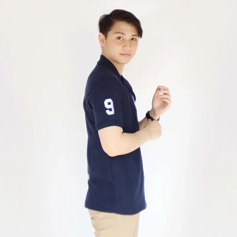 Kaospolos - T shirt Kaos pria berkerah logo bordir | Kaos kerah pria lengan pendek Katun Hitam Panjang 7