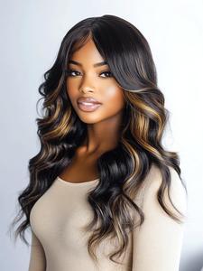 180% Density Ombre Human Hair Lace Front Wigs, Fashion Gorgeous Fluffy Wigs for Women, Breathable and Comfortable to Wear