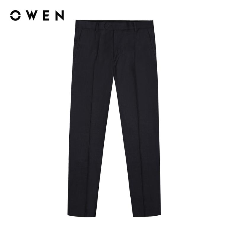 OWEN - Quần tây Pants Nam Regular Fit Tăng đơ QCAT231271 Có Túi màu Xanh melange chất liệu Nano Menswear