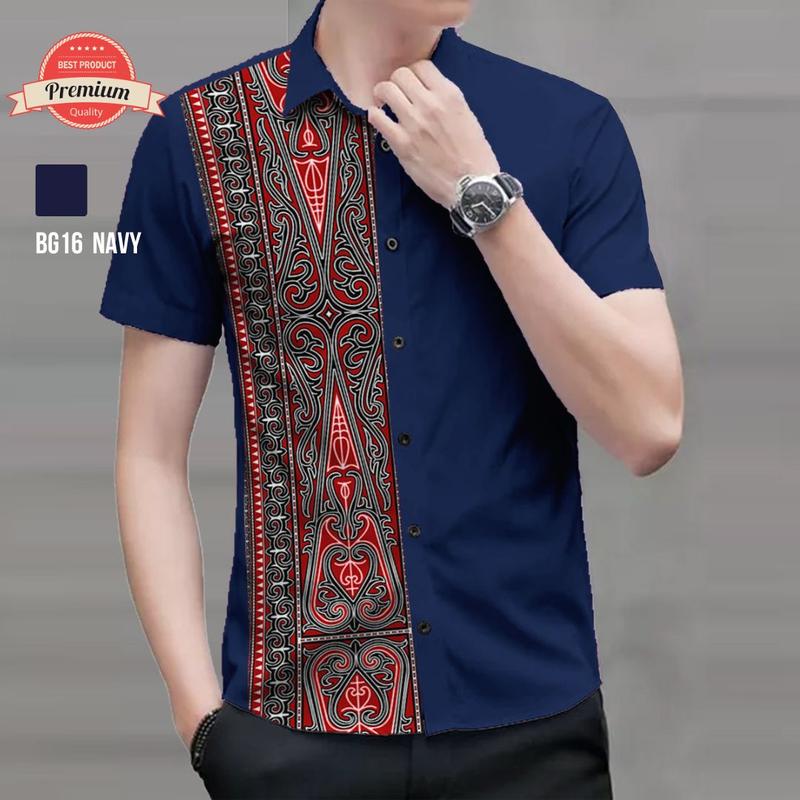 Angelaco | Kemeja Batik Batak | Batik Etnik Lengan Pendek Pria Motif Gorga BG16 3
