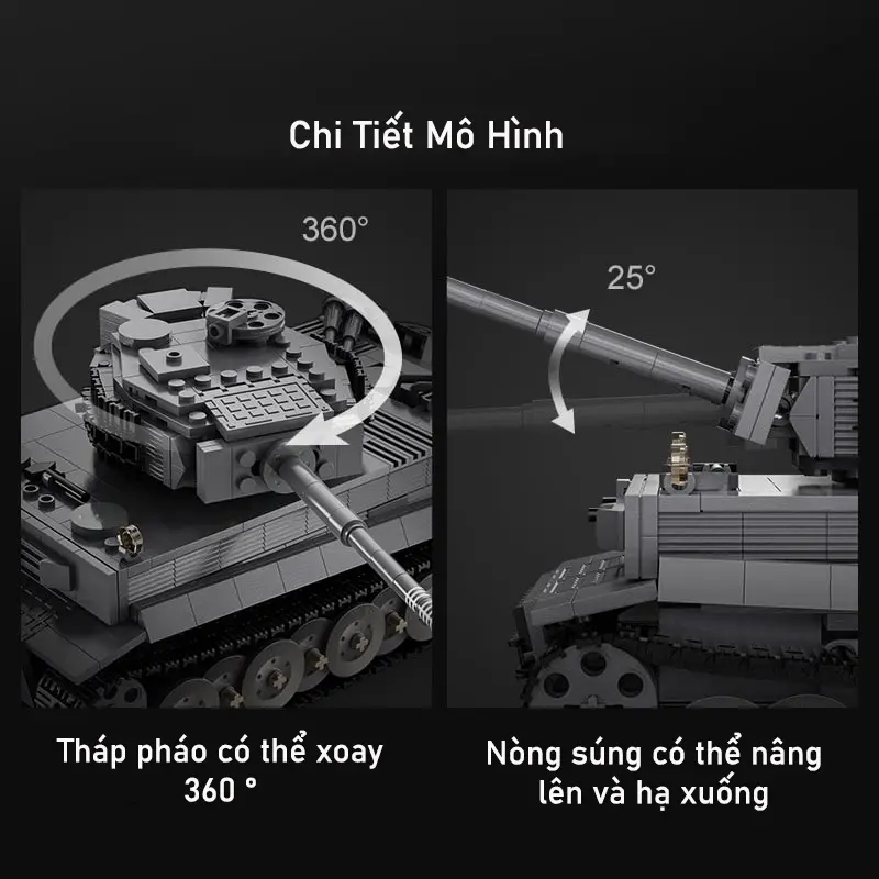 Đồ Chơi Lắp Ráp Technic Mô Hình Xe Tăng Chiến Đấu Điều Khiển Từ Xa RC Tiger Tank C61071 Với 925 Mảnh Ghép 4