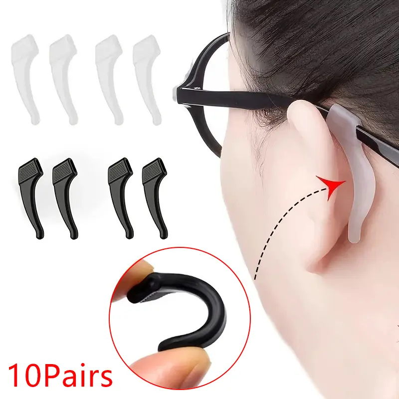 Tay Cầm Tai Silicon, Chống Trượt, 10 Cặp, Cho Kính Và Kính Mắt, Móc Tai Chân, Giá Đỡ Nút Chặn, Phụ Kiện Chốt, Giá Đỡ Răng