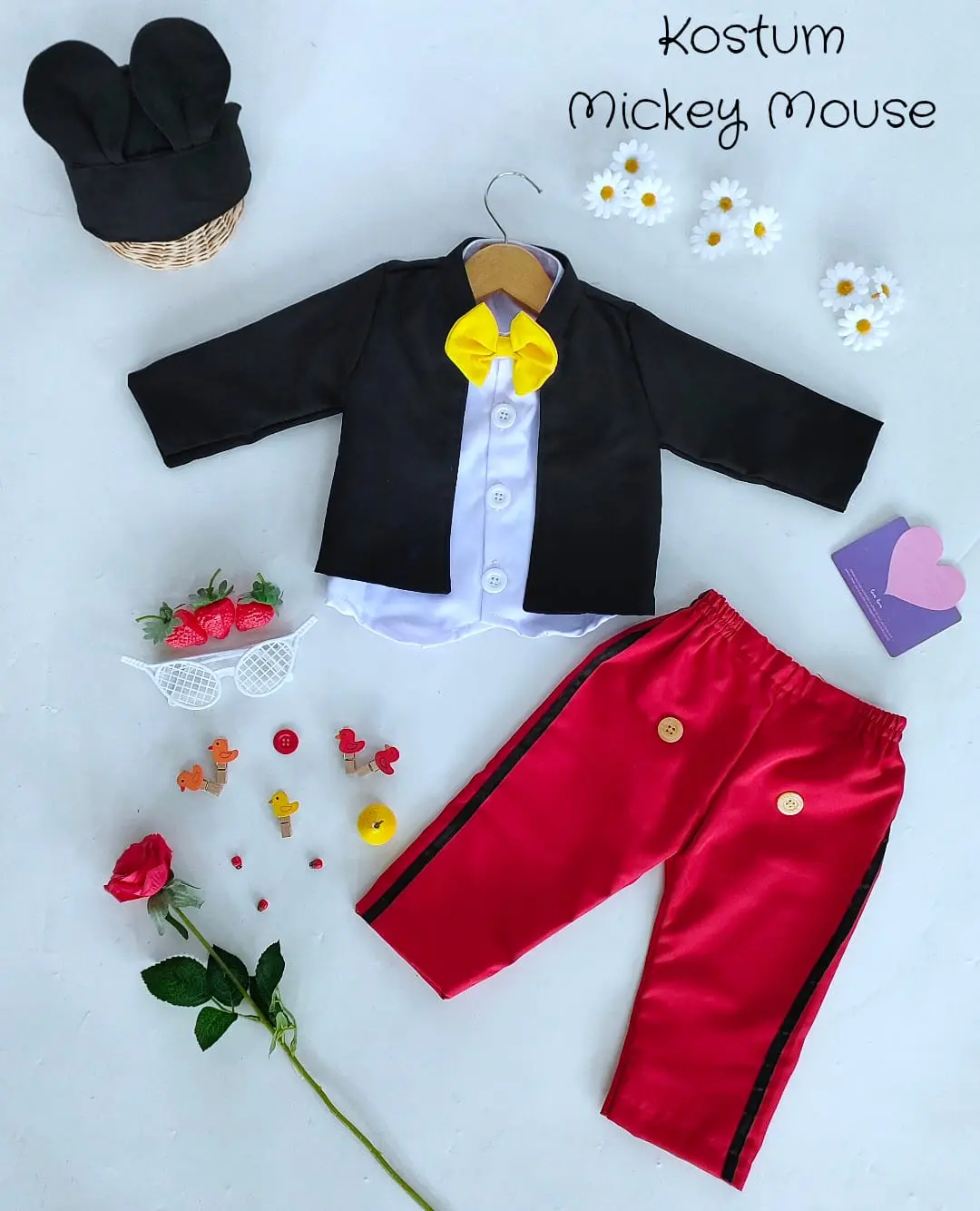 KOSTUM MICKEY MOUSE JUNIOR / COSTUME PHOTOSHOOT BABY NEWBORN / PAKAIAN ANAK LAKI-LAKI / KARAKTER ANAK