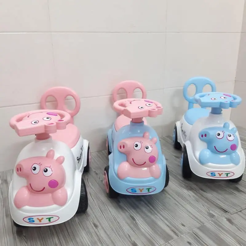 XE CHÒI 4 BÁNH HEO [THỎ] PEPA  CỰC  HÓT Bộ quà tặng Nhiều màu Đồ Chơi Pin 1