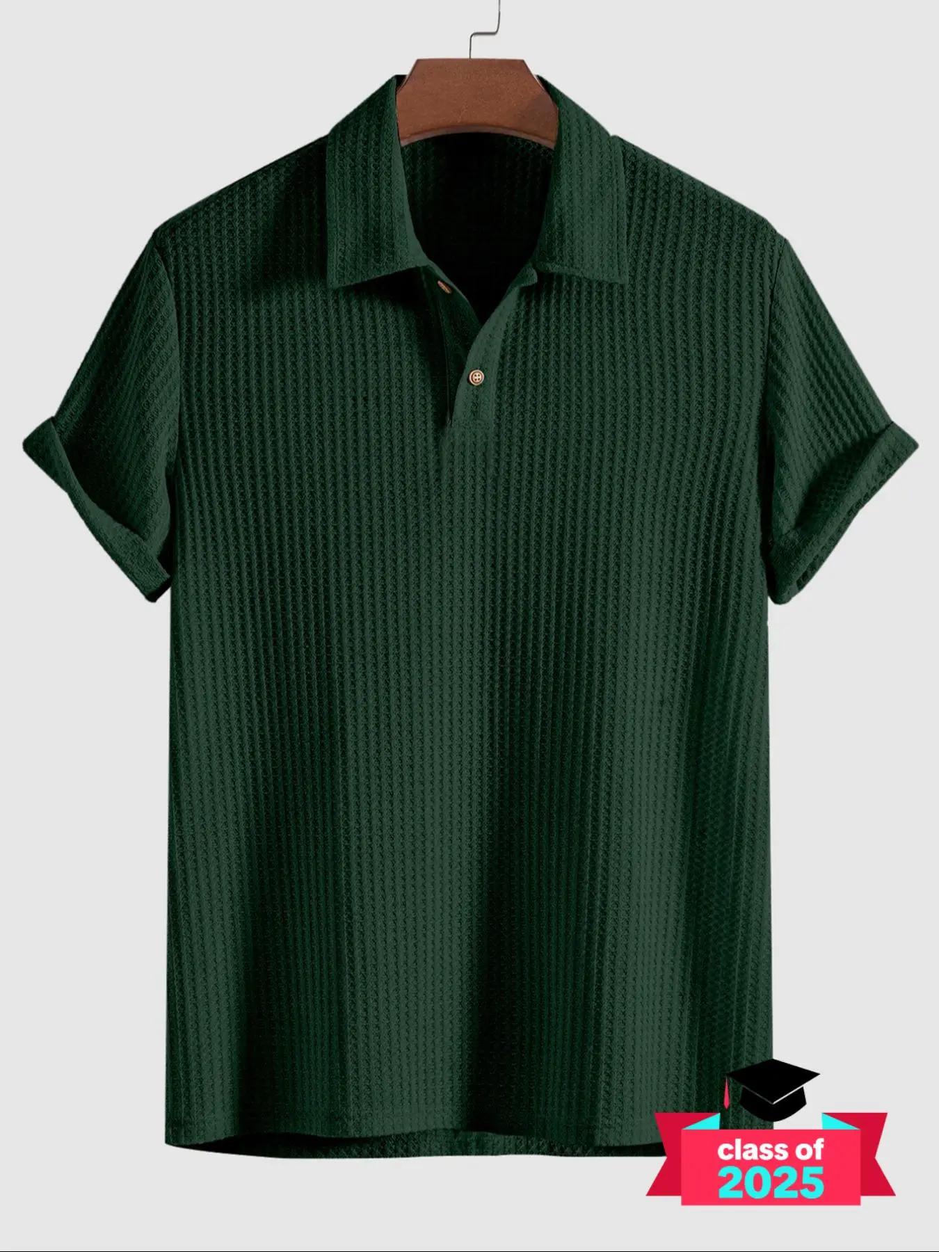 Men's Plain Jacquard Knit Polo Shirt, Regular Fit Casual Short Sleeve Button Front Top for Summer, Fashion Men's Clothes for Daily Wear, Men's Clothing