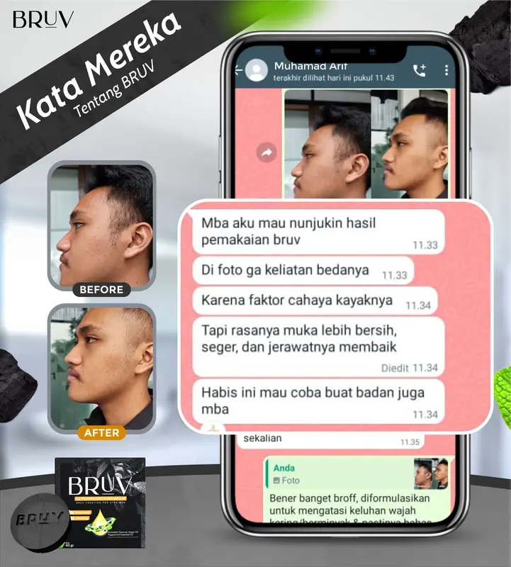 BRUV Brightening and Acne Soap 6pcs - Sabun Bruv Sabun Pembersih Wajah Pria Pencerah Wajah Pria Menghilangkan Jerawat Pencerah Muka Laki Laki Wajah Kusam Muka Berminyak Bruv Original 5