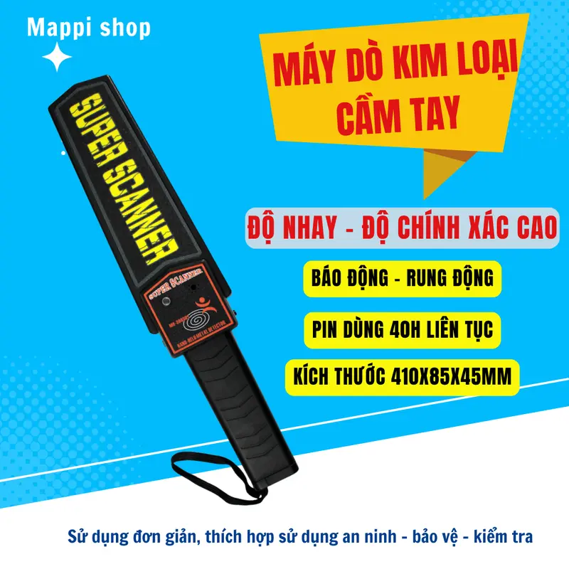 Máy dò kim loại cầm tay, máy dò an ninh, độ nhạy chính xác cao, bảo hành 12 tháng 0