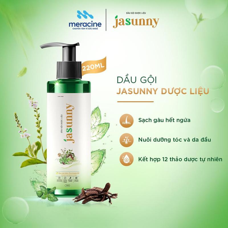 Dầu Gội JASUNNY Sạch Gàu, dành cho tóc bết chiết xuất 13 Dược Liệu Thiên Nhiên, Giúp Dưỡng Tóc Bồng Bềnh Chai 220ml