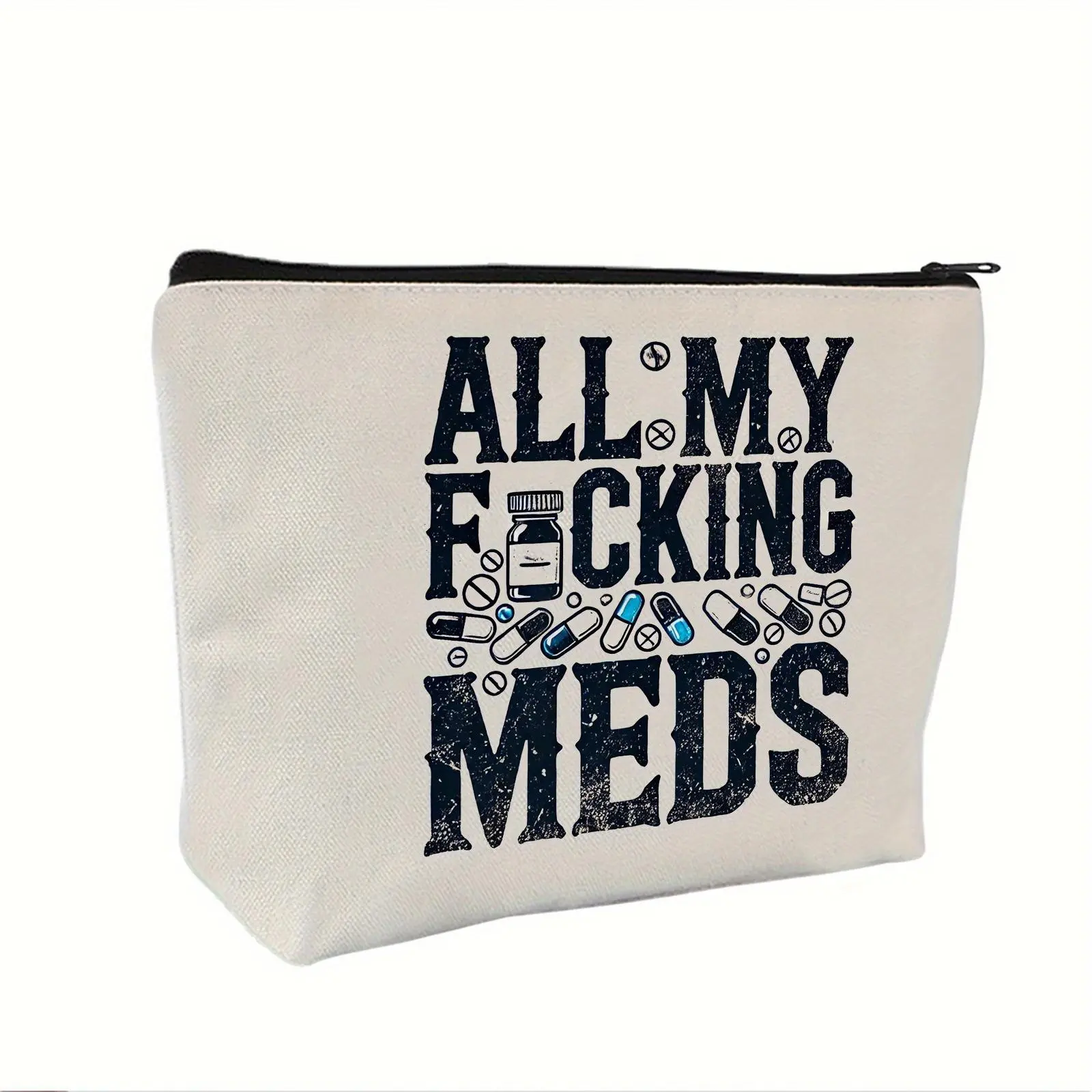 Letter Pattern Makeup Bag, Reusable Zipper Makeup Bag, Travel and Makeup Pill Storage Bag, Perfect for Gifts To Women