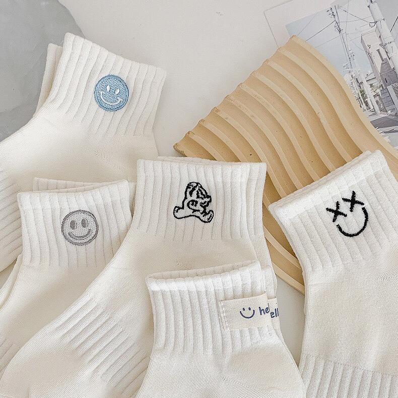 Tất cổ ngắn nữ chất liệu cotton, họa tiết thêu dê thương - Cherry Shop 1