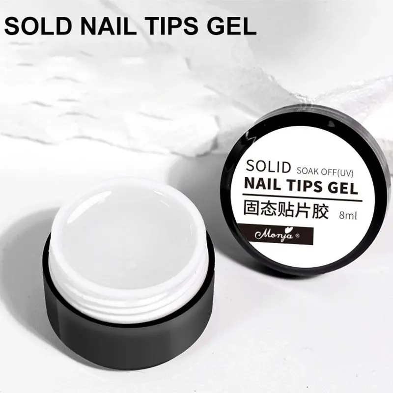 Đầu móng tay Gel, màu Trơn có thể đeo được, có thể lột, chất kết dính, cho móng tay Quang Trị Liệu, miếng dán móng tay 5