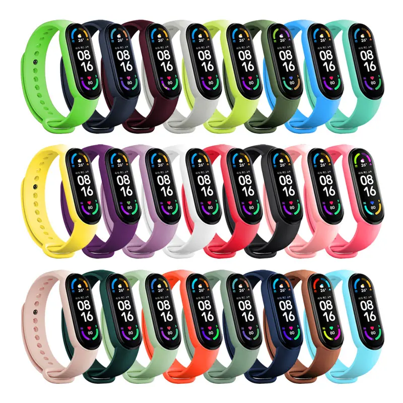 Dây đeo silicon, Chính thức, Dành cho Xiaomi Mi Band 4 5 6 7, Vòng đeo tay, Dây đeo cổ tay đồng Đồng Hồ thể thao, Tương thích với Miband4 và Miband7, Mi band 3 4 5 6 7 Band Phụ Kiện Smartwatch