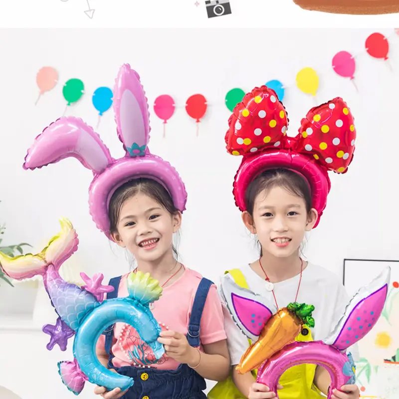 TM New Balon Bando karakter happy birthday Halloween Christmas natal kelinci mermaid baby shark cake ukuran BESAR R1189 4