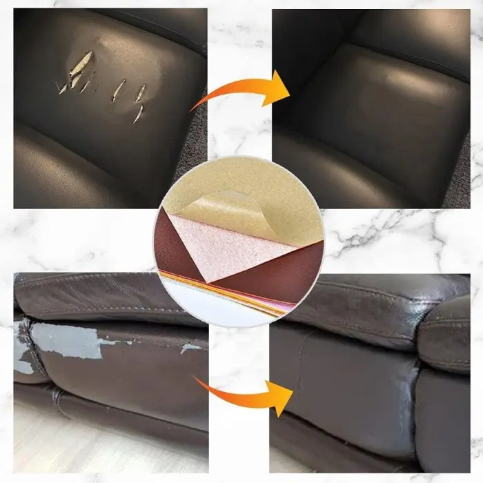 Dijual Stiker Cover Kursi Sofa Kulit Perekat Langsung Tempel Tambalan Sobek - BLACK 137x100 Terlaris Tbk 8