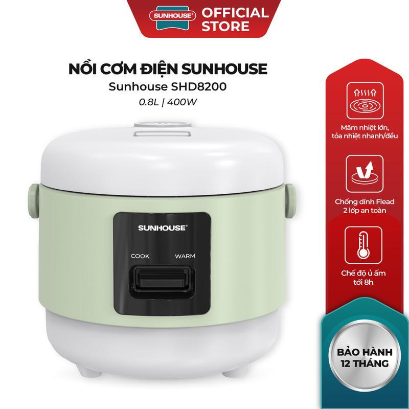 Nồi cơm điện 0.8L Sunhouse SHD8200 - Giữ ấm tới 8 tiếng - Mâm nhiệt lớn công suất 400W - Chống dính 2 lớp Flead an toàn
