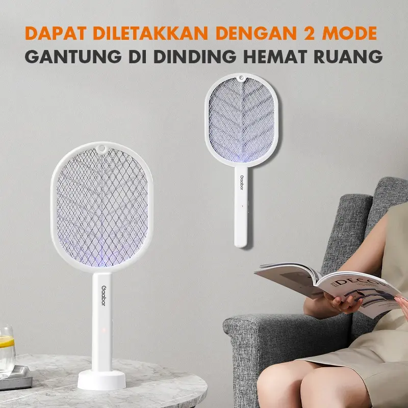 【COD】Homelix Raket nyamuk 3 in 1 Mosquito killer HRDWP01WT putih Baterai Listrik Kabel 1