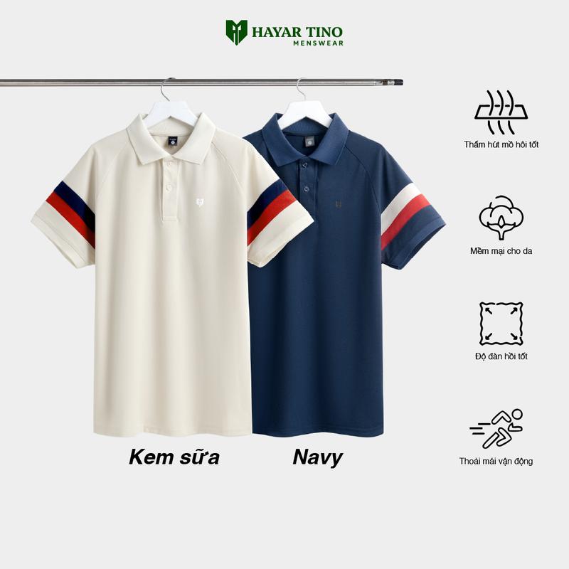 TẶNG HỘP ÁO Áo polo nam HAYAR raglan Basic Diamond in logo sang trọng HYR.PLI.RL01 - 2 tone màu chất vải cá sấu co giãn tốt lengan