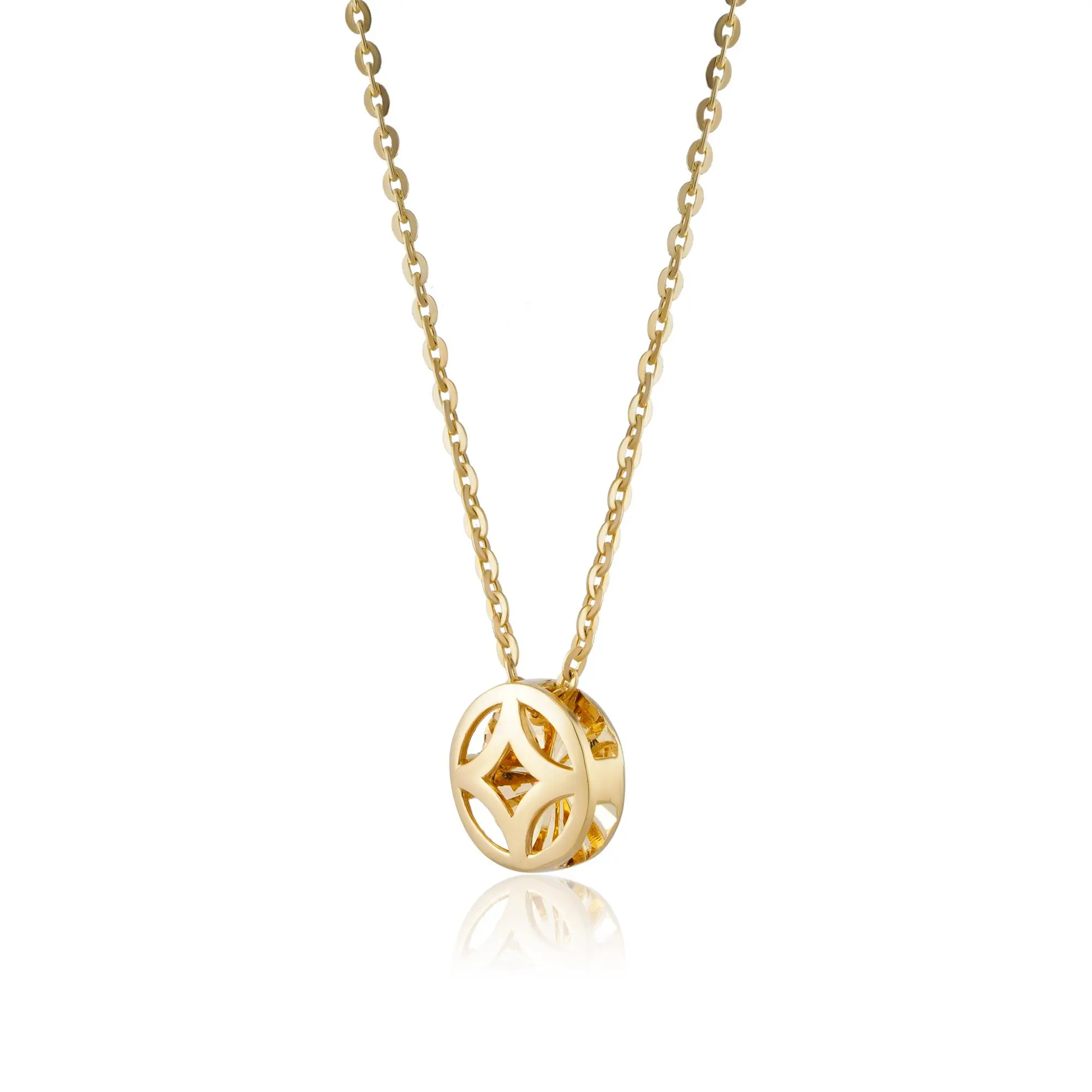 HuyThanhJewelry DCPTB387 Dây chuyền Lộc Phát Tài Vàng 14k Họa Tiết Kim Tiền Chốt Bi Rút