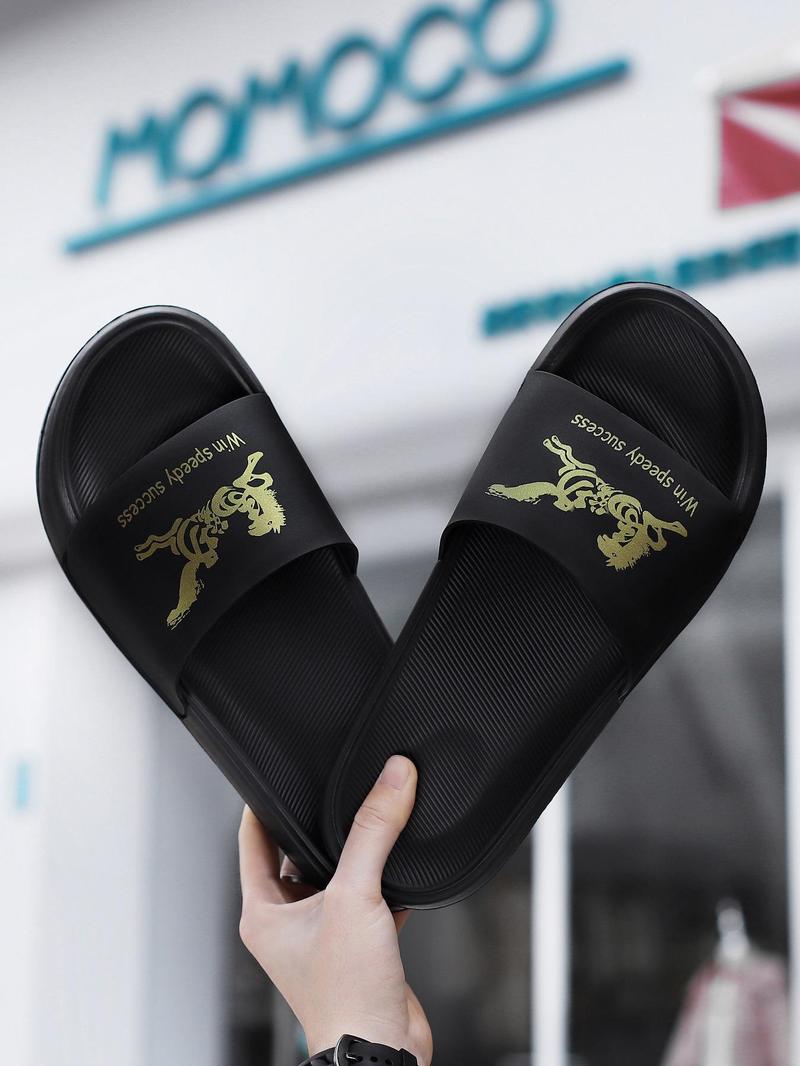 Product Introduction of Men's Casual Geometric Pattern Slides, Breathable Comfortable Non-slip Slippers, Fashionable Slides for Indoor & Outdoor Wear, Walking Shoes 2