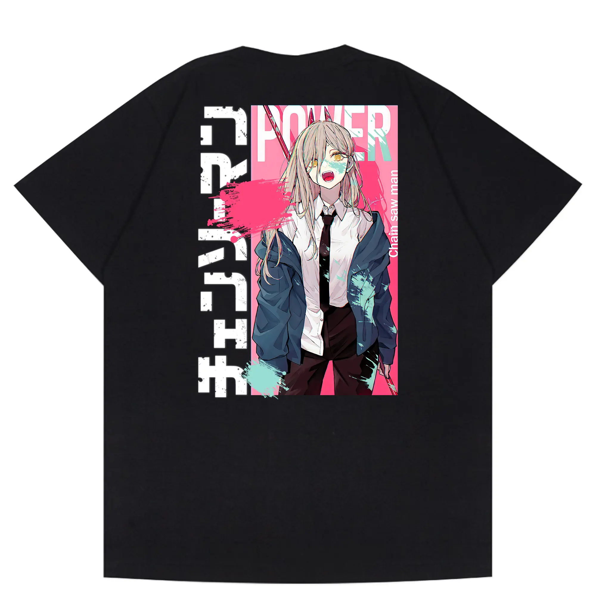 Kaos Anime CHAINSAW MAN POWER Wibu cowok manga series jepang street style