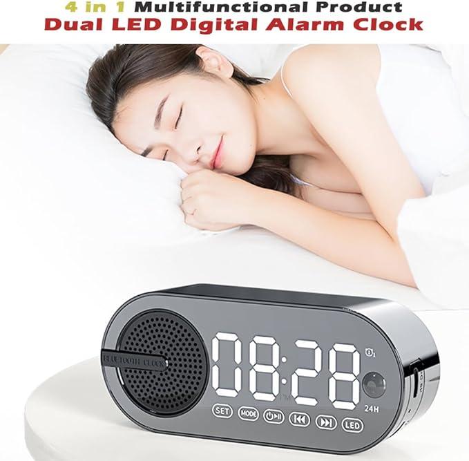 Product Introduction of Mini Wireless Bluetooth Speaker LED Plastic  Alarm Clock Multifunctional Stereo Speaker  Smartphone TF Card FM Colorful Lighting  Portable Small Alarm Clock Audio 6