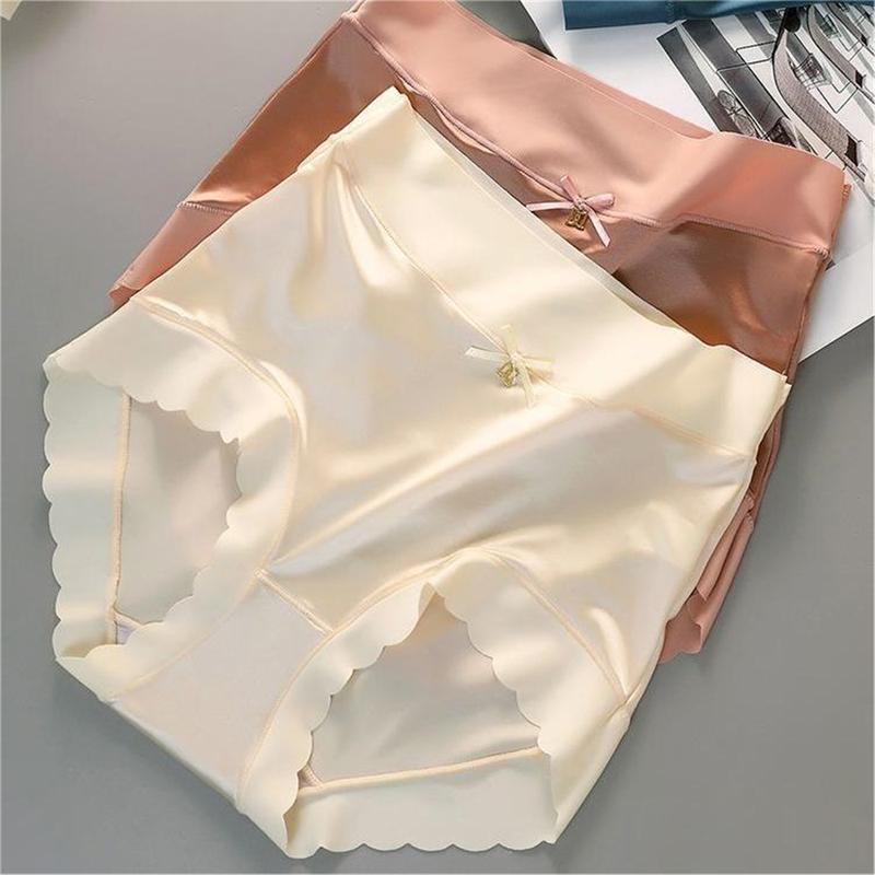 Đồ Lót Satin Lụa, Cạp Cao, Dành Cho Nữ, Lụa Lạnh Kháng Khuẩn, Liền Mạch, Thoáng Khí, Thoải Mái, Thân Thiện Với Làn Da, Quần Đùi Khỏa Thân Tam Giác Bụng Women Voi 6
