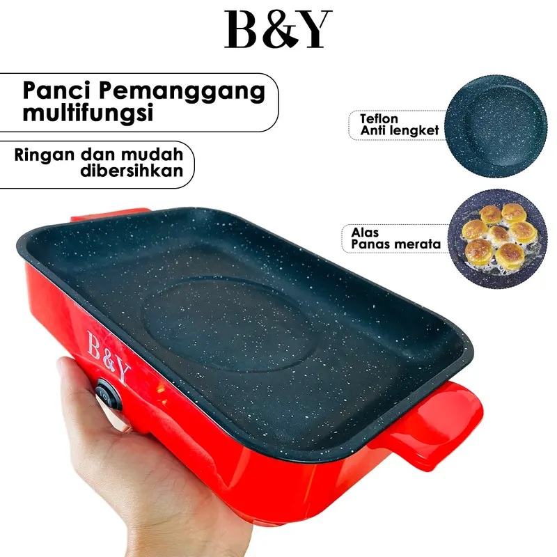 Panci Panggangan Multifungsi / BBQ Grill Electric / Anti lengket Ukuran 26cm dan 30cm 3