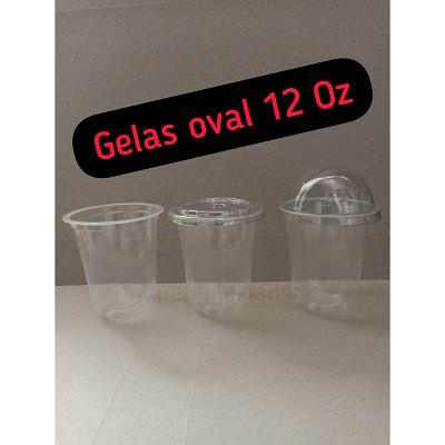 Gambar Gelas oval 12 Oz dan Tutup datar - - dari Anugrah Plastik_NEW Kota Surabaya Tokopedia