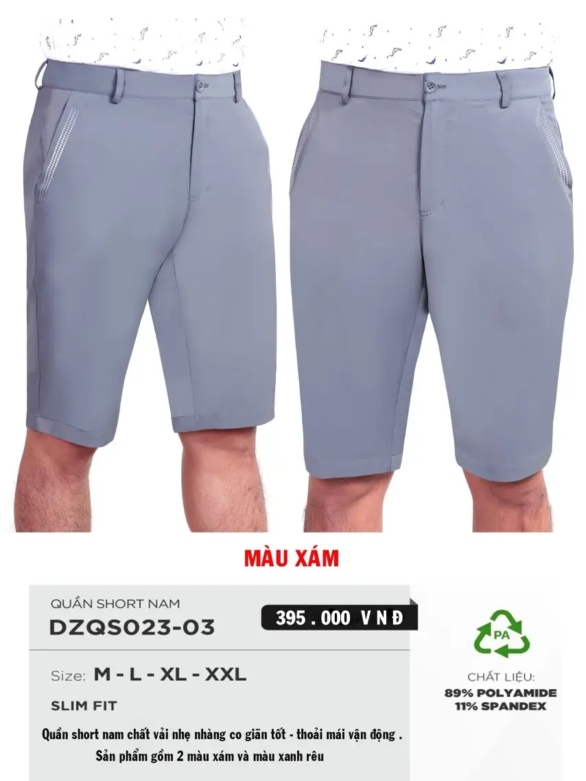 Quần Short Nam DAZIO DZQ023 [ Hàng Chính Hãng ] Chất Lượng Cao Co Dãn 4 Chiều Thoáng Mát Menswear Pants Có Túi Đen
