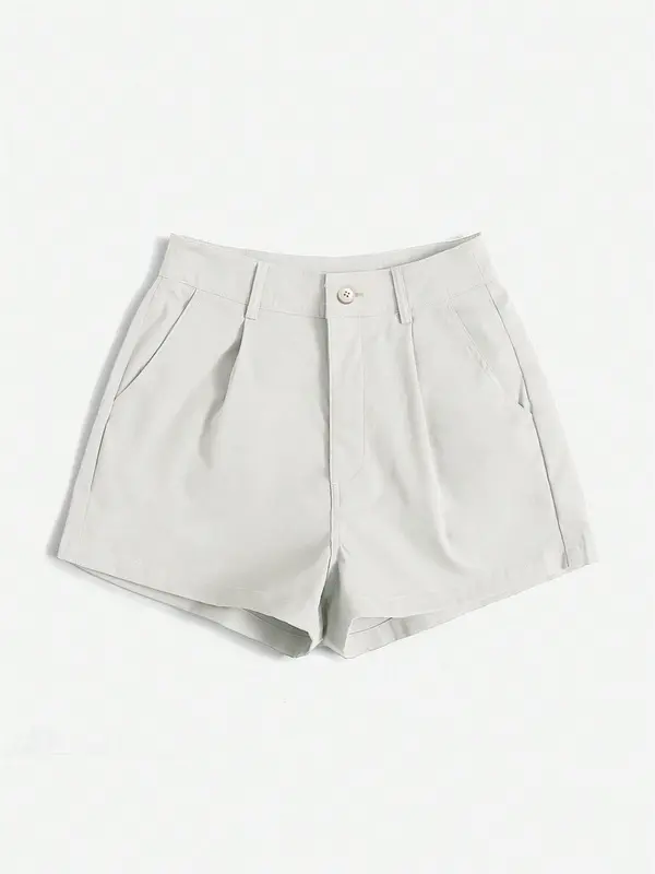 Women's Solid Color Pocket Shorts, Casual Fashion Loose Fit Shorts for Daily Wear, Ladies Bottoms for Spring & Fall 5