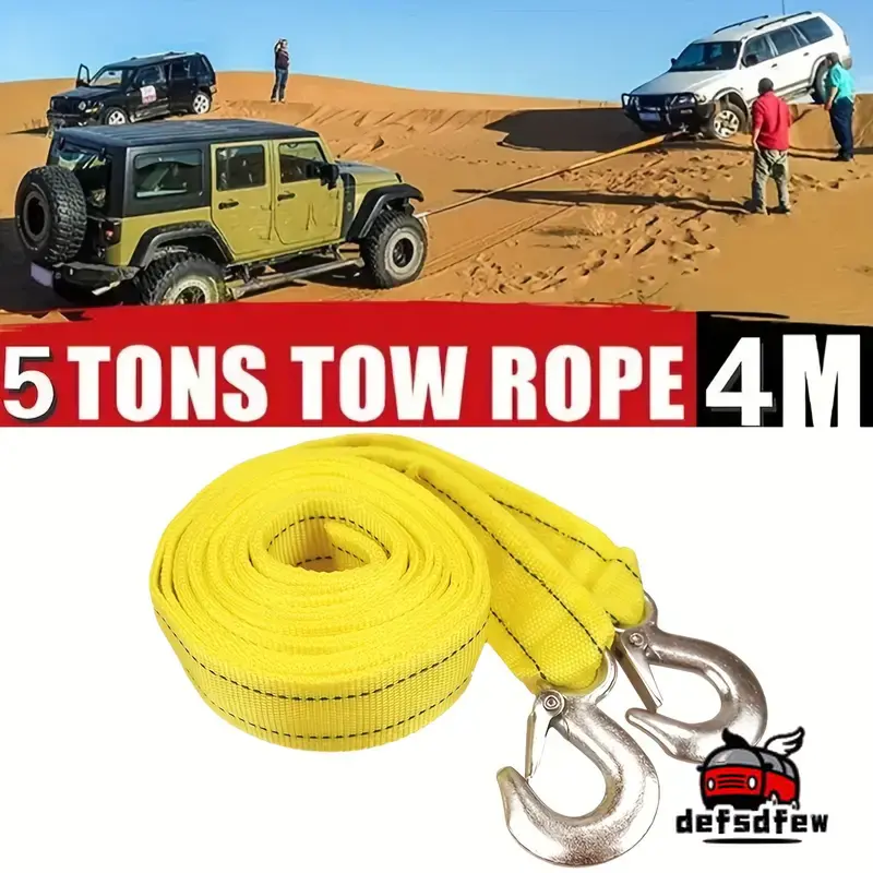 1Pcs 3M Car Tow Cable Heavy Duty 3 Ton Trailer Rope Towing Pull Rope Strap Hooks Van Road Recovery Car Accessories
